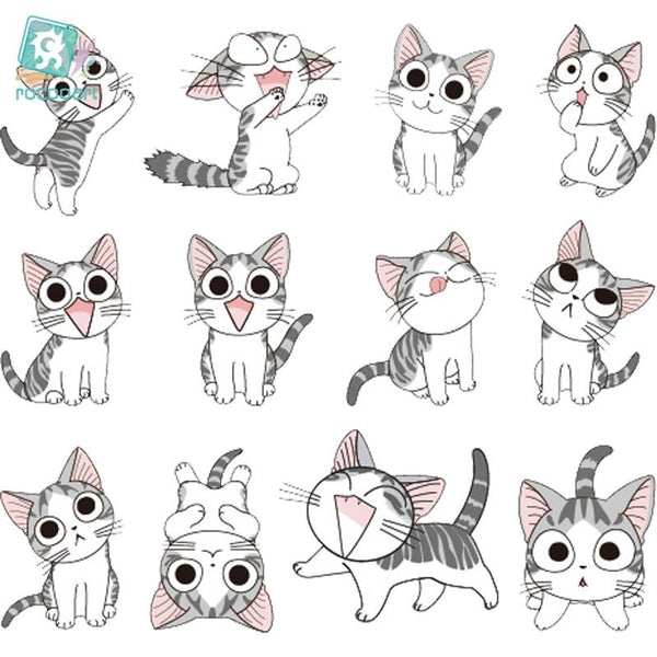 Rocooart EC112 Colorful Leopard cat Cute Emotion Butterfly Temporary Tattoo Sticker Body Art Water Transfer Fake Flash Taty