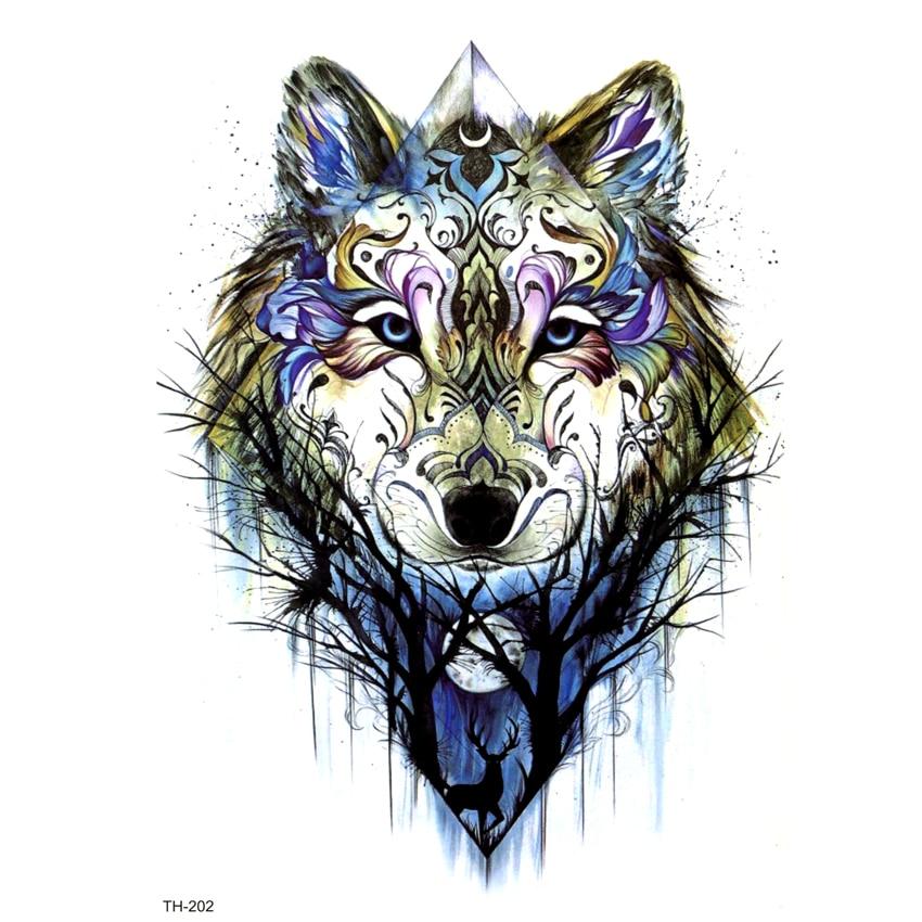 Wolf Waterproof Temporary tattoo Sticker Tatuagem Sleeve Tatoo beauty Animals tatuajes henna Fake Tattoo Harry styles tattoos