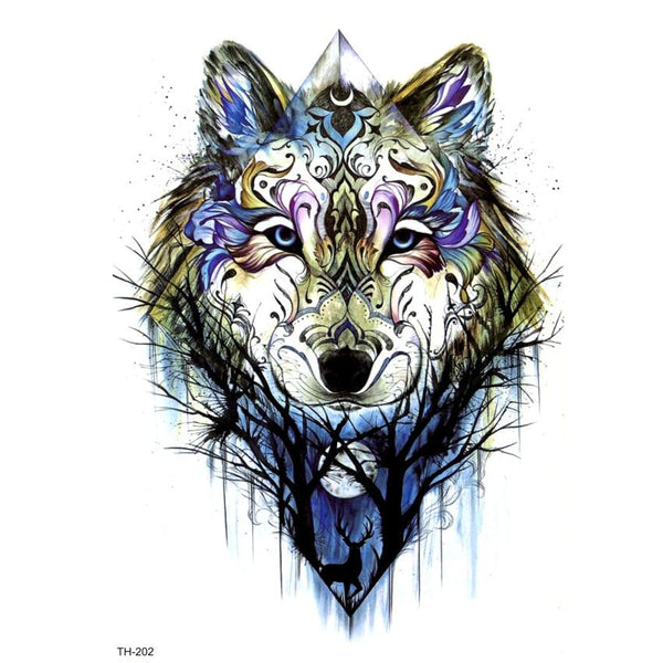 Wolf Waterproof Temporary tattoo Sticker Tatuagem Sleeve Tatoo beauty Animals tatuajes henna Fake Tattoo Harry styles tattoos