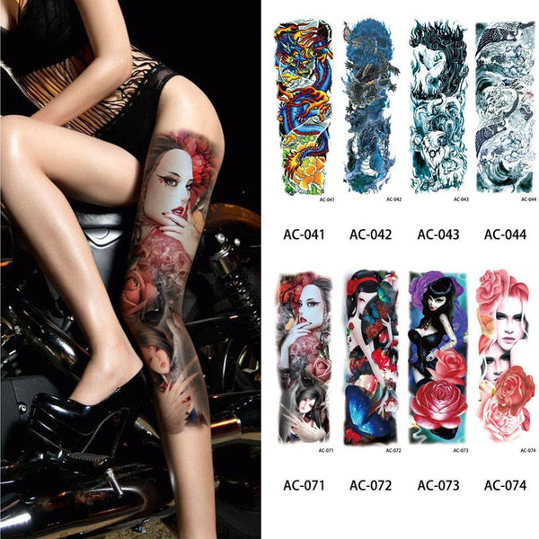 1Pc Sexy Waterproof Temporary Tattoo Sticker Full Arm Sleeve Large Skull Tatoo Stickers Fake Fattoos for Men Women #272596