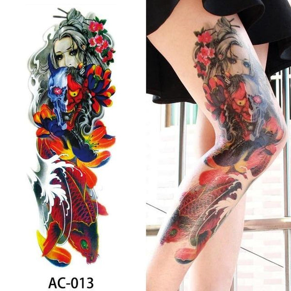 1Pc Sexy Waterproof Temporary Tattoo Sticker Full Arm Sleeve Large Skull Tatoo Stickers Fake Fattoos for Men Women #272596