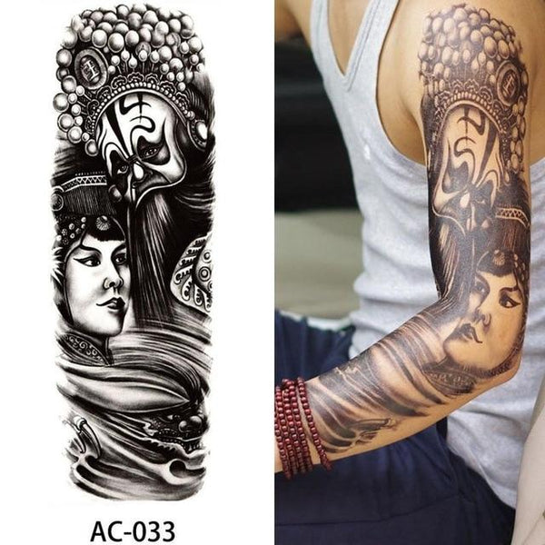 1Pc Sexy Waterproof Temporary Tattoo Sticker Full Arm Sleeve Large Skull Tatoo Stickers Fake Fattoos for Men Women #272596