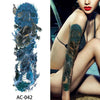 1Pc Sexy Waterproof Temporary Tattoo Sticker Full Arm Sleeve Large Skull Tatoo Stickers Fake Fattoos for Men Women #272596