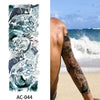 1Pc Sexy Waterproof Temporary Tattoo Sticker Full Arm Sleeve Large Skull Tatoo Stickers Fake Fattoos for Men Women #272596