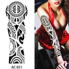 1Pc Sexy Waterproof Temporary Tattoo Sticker Full Arm Sleeve Large Skull Tatoo Stickers Fake Fattoos for Men Women #272596