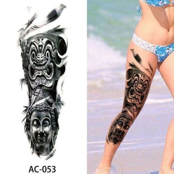 1Pc Sexy Waterproof Temporary Tattoo Sticker Full Arm Sleeve Large Skull Tatoo Stickers Fake Fattoos for Men Women #272596