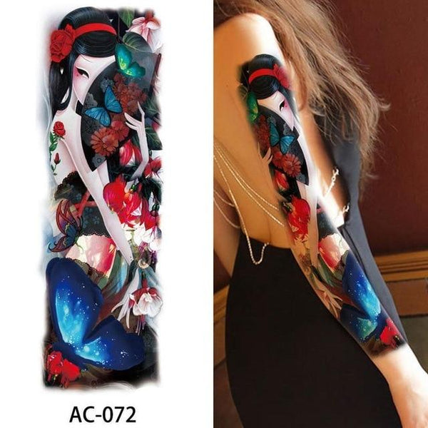 1Pc Sexy Waterproof Temporary Tattoo Sticker Full Arm Sleeve Large Skull Tatoo Stickers Fake Fattoos for Men Women #272596