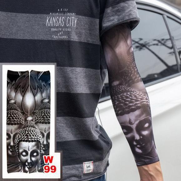Fake Temporary Tattoo Sleeves Tattoos Full Long Slip On Arm Tattoo Sleeve Kit Men Elastic Nylon Glove Tattoos black skull design