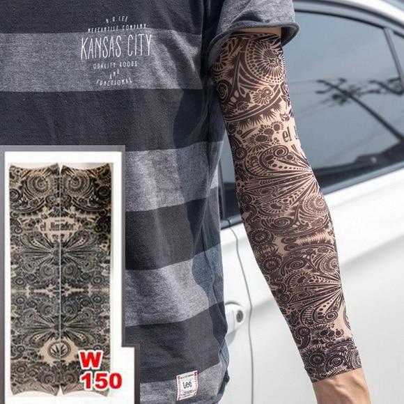 Fake Temporary Tattoo Sleeves Tattoos Full Long Slip On Arm Tattoo Sleeve Kit Men Elastic Nylon Glove Tattoos black skull design