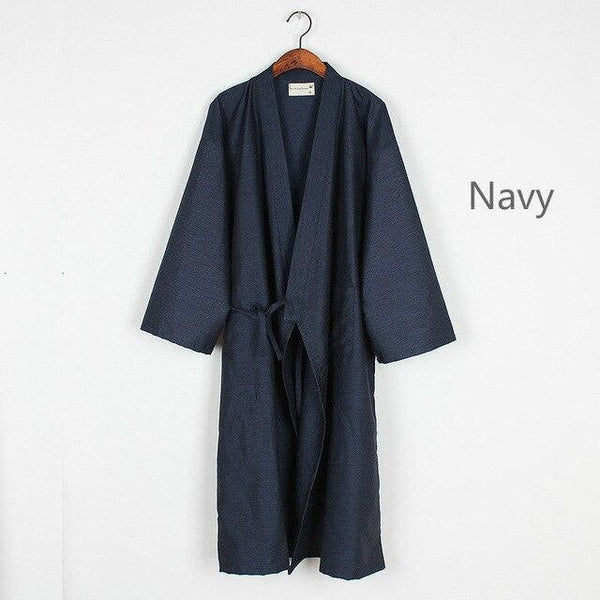 Men Japanese Bathrobe Kimono Yukata Long Pajamas Cotton Soft Robe Sleepwear Nightwear 226-215