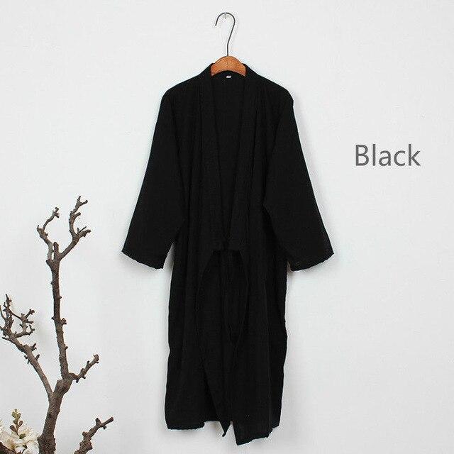 Men Japanese Bathrobe Kimono Yukata Long Pajamas Cotton Soft Robe Sleepwear Nightwear 226-215