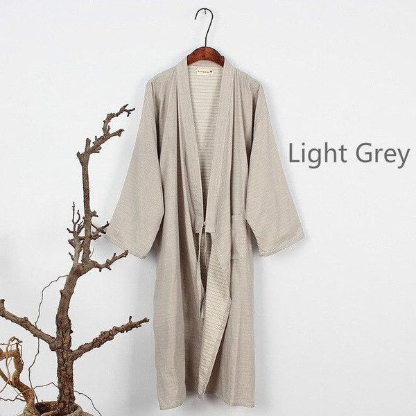 Men Japanese Bathrobe Kimono Yukata Long Pajamas Cotton Soft Robe Sleepwear Nightwear 226-215