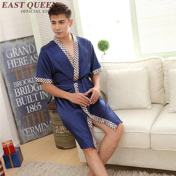Robe male mens silk bathrobe 2018 new arrival male bathrobe sexy summer style mens gown short sleeve short brand  AA580