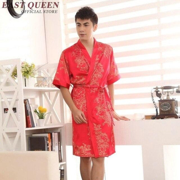 Robe male mens silk bathrobe 2018 new arrival male bathrobe sexy summer style mens gown short sleeve short brand  AA580