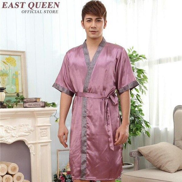 Robe male mens silk bathrobe 2018 new arrival male bathrobe sexy summer style mens gown short sleeve short brand  AA580