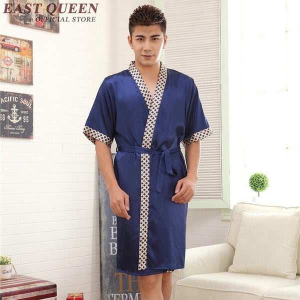 Robe male mens silk bathrobe 2018 new arrival male bathrobe sexy summer style mens gown short sleeve short brand  AA580
