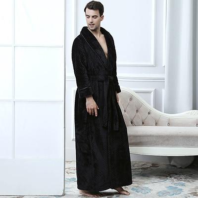 Men Winter Extra Long Thick Warm Grid Flannel Bathrobe Mens Luxury Kimono Bath Robe Women Sexy Robes Male Thermal Dressing Gown
