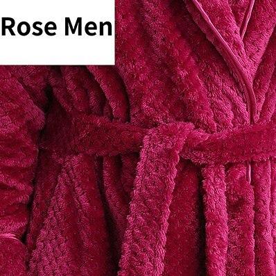 Men Winter Extra Long Thick Warm Grid Flannel Bathrobe Mens Luxury Kimono Bath Robe Women Sexy Robes Male Thermal Dressing Gown