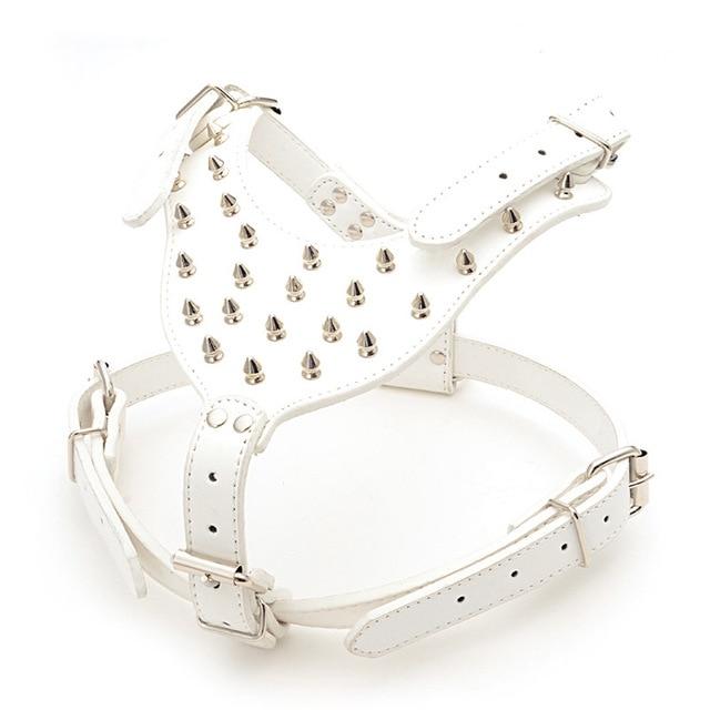 Large Dog Zinc alloy Rivets Spiked Studded PU Leather Dog Harness for Pitbull big Breed Dogs Pet Harnesses vest dog chest strap