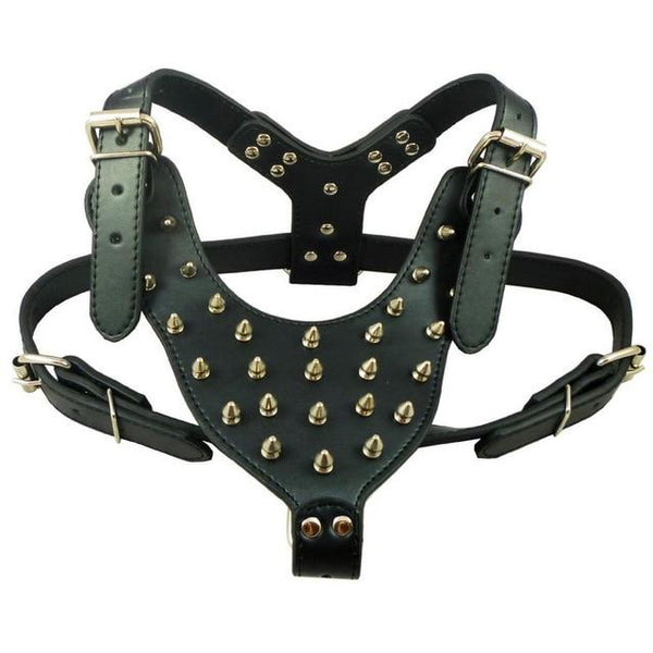 Large Dog Zinc alloy Rivets Spiked Studded PU Leather Dog Harness for Pitbull big Breed Dogs Pet Harnesses vest dog chest strap