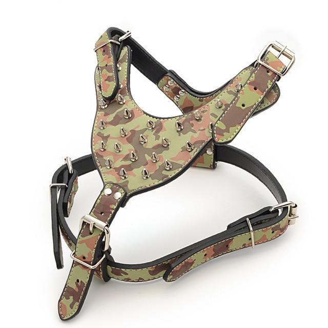 Large Dog Zinc alloy Rivets Spiked Studded PU Leather Dog Harness for Pitbull big Breed Dogs Pet Harnesses vest dog chest strap