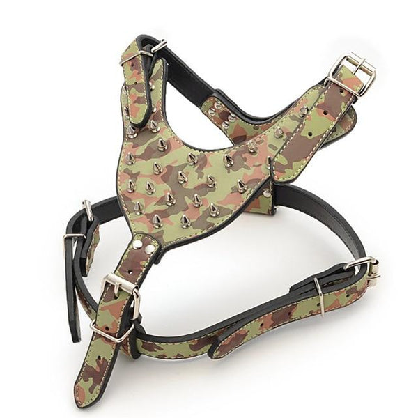 Large Dog Zinc alloy Rivets Spiked Studded PU Leather Dog Harness for Pitbull big Breed Dogs Pet Harnesses vest dog chest strap