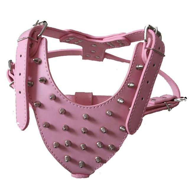Large Dog Zinc alloy Rivets Spiked Studded PU Leather Dog Harness for Pitbull big Breed Dogs Pet Harnesses vest dog chest strap