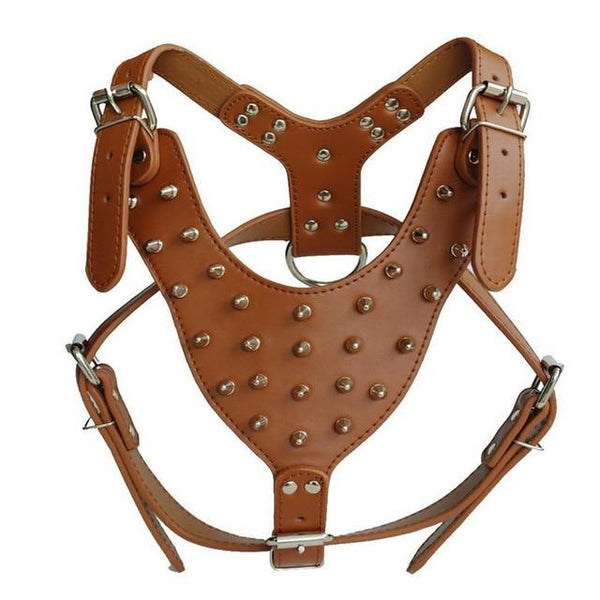 Large Dog Zinc alloy Rivets Spiked Studded PU Leather Dog Harness for Pitbull big Breed Dogs Pet Harnesses vest dog chest strap