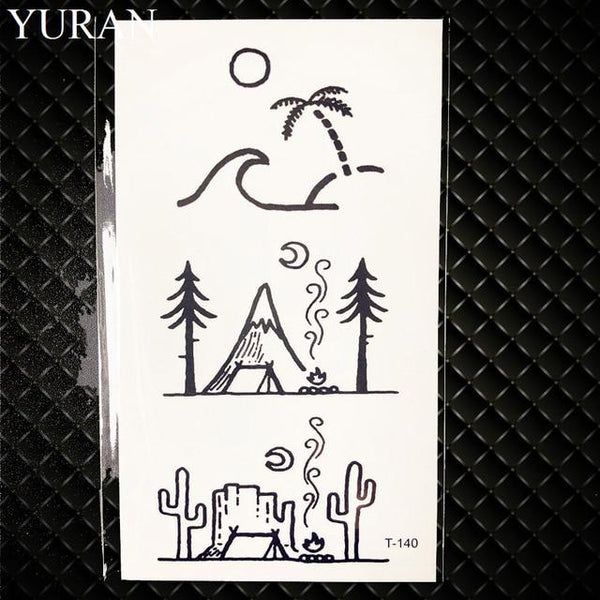 Summer Style Temporary Tattoo Stickers Camping Litter Letter Feather Kids Finger Fake Tattoo Boys Body Arm Art Tatoos Love Paste