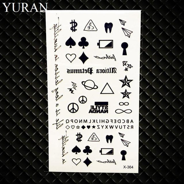 Summer Style Temporary Tattoo Stickers Camping Litter Letter Feather Kids Finger Fake Tattoo Boys Body Arm Art Tatoos Love Paste