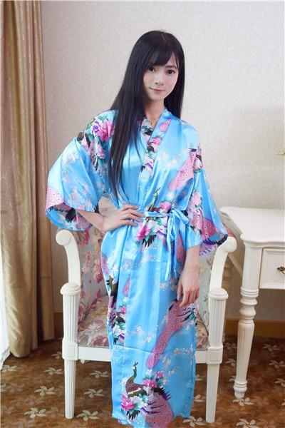 Sexy Gray Lady Summer Causal Robe Long Bathrobe Gown Women's Satin Nightgown Lingerie Print Flower Kimono Sleepwear One Size