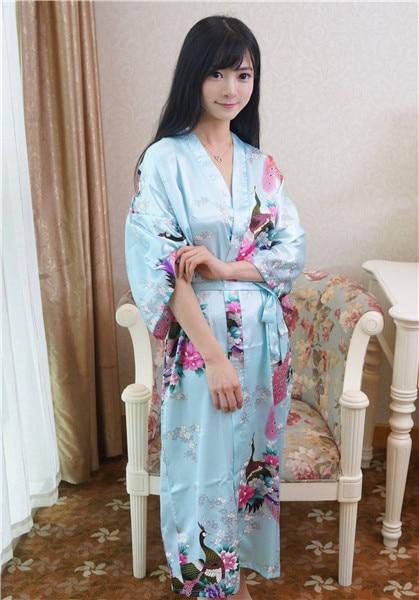 Sexy Gray Lady Summer Causal Robe Long Bathrobe Gown Women's Satin Nightgown Lingerie Print Flower Kimono Sleepwear One Size