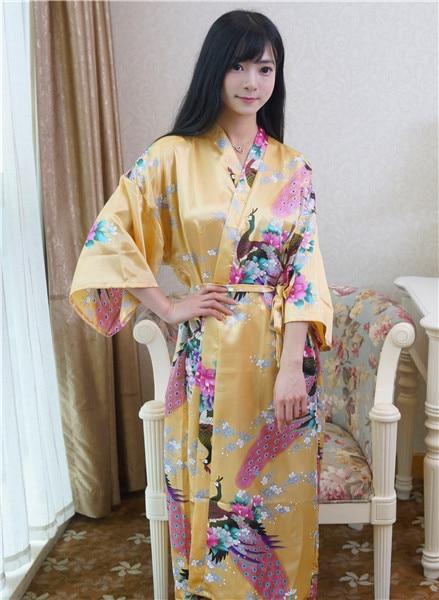 Sexy Gray Lady Summer Causal Robe Long Bathrobe Gown Women's Satin Nightgown Lingerie Print Flower Kimono Sleepwear One Size