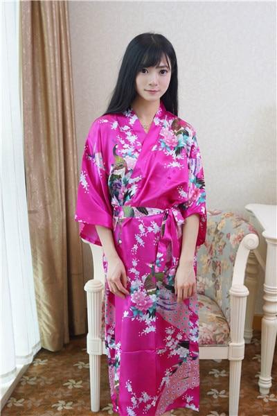 Sexy Gray Lady Summer Causal Robe Long Bathrobe Gown Women's Satin Nightgown Lingerie Print Flower Kimono Sleepwear One Size