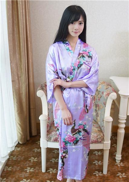 Sexy Gray Lady Summer Causal Robe Long Bathrobe Gown Women's Satin Nightgown Lingerie Print Flower Kimono Sleepwear One Size