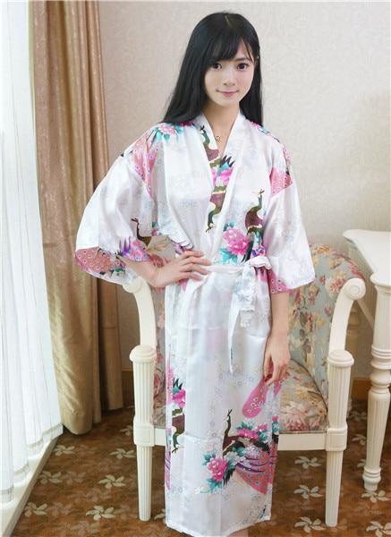 Sexy Gray Lady Summer Causal Robe Long Bathrobe Gown Women's Satin Nightgown Lingerie Print Flower Kimono Sleepwear One Size