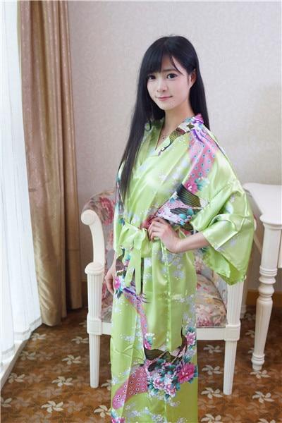 Sexy Gray Lady Summer Causal Robe Long Bathrobe Gown Women's Satin Nightgown Lingerie Print Flower Kimono Sleepwear One Size