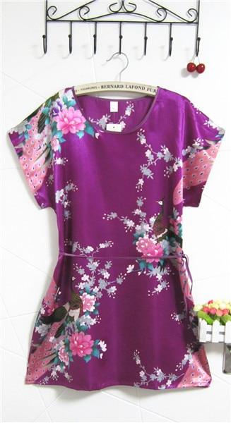 Sexy Gray Lady Summer Causal Robe Long Bathrobe Gown Women's Satin Nightgown Lingerie Print Flower Kimono Sleepwear One Size