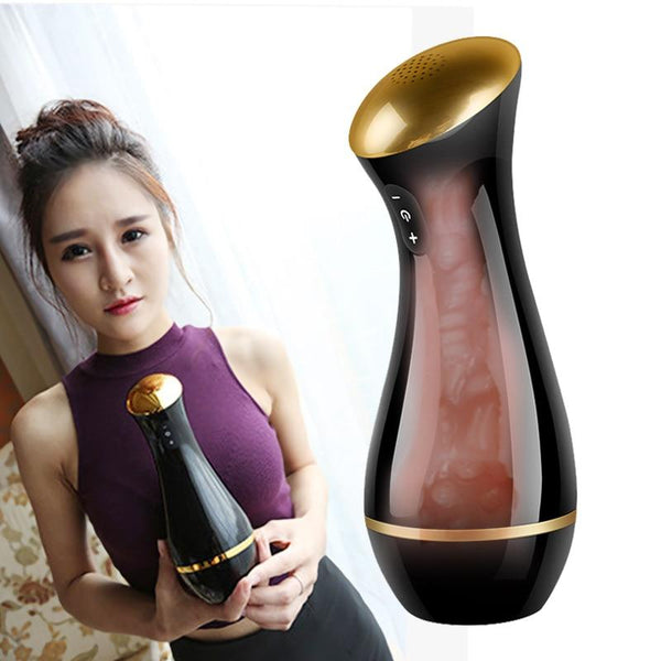 gelugee Sweet interaction Male Masturbator Artificial Vagina Real Pussy Silicone, Sucking Vibrator Sex Toys for Men Pocket Pussy