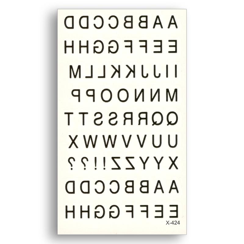 Black Letter Water Transfer Fake tattoos Disposable Waterproof Temporary Words Stickers beauty Women Men Sexy Cool Body Art