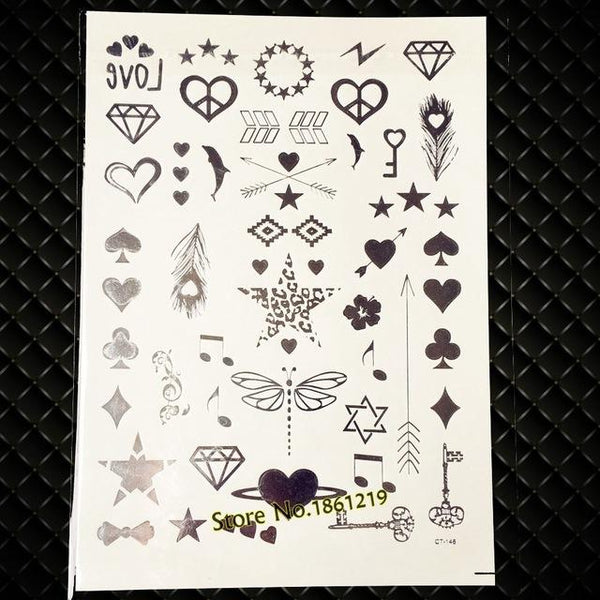 Summer Style Girl Women Henna Gold Metallic Flash Tattoo Stickers Girls Fake Waterproof Tattoo Golden Color Bracelets Leg Tatoos