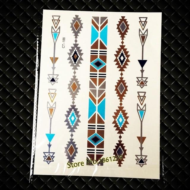 Summer Style Girl Women Henna Gold Metallic Flash Tattoo Stickers Girls Fake Waterproof Tattoo Golden Color Bracelets Leg Tatoos