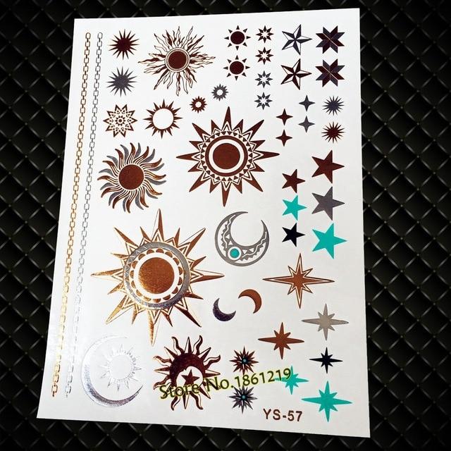 Summer Style Girl Women Henna Gold Metallic Flash Tattoo Stickers Girls Fake Waterproof Tattoo Golden Color Bracelets Leg Tatoos