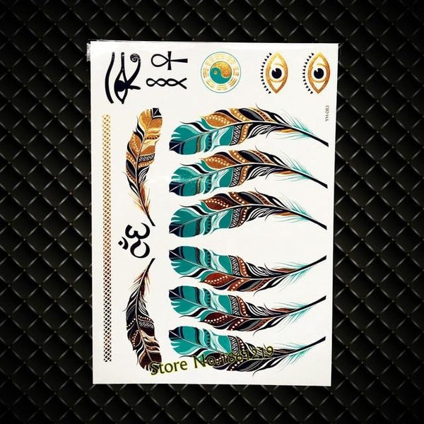 Summer Style Girl Women Henna Gold Metallic Flash Tattoo Stickers Girls Fake Waterproof Tattoo Golden Color Bracelets Leg Tatoos