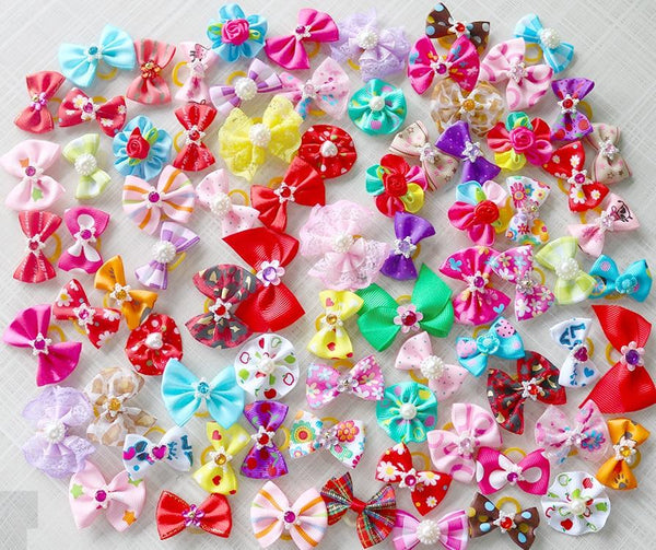 10/20/30pcs/lot Mix StyleTop Quality Pearls Style dog bows pet hair bows for Festival dog hair accessories grooming products