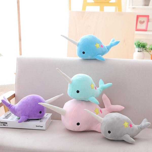 25-35cm Narwhal whale binary star doll plush Toy soft animal ocean sea stuffed Toys for Children Christmas Gift kid Brinquedos