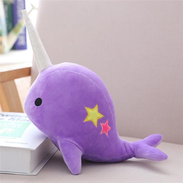 25-35cm Narwhal whale binary star doll plush Toy soft animal ocean sea stuffed Toys for Children Christmas Gift kid Brinquedos