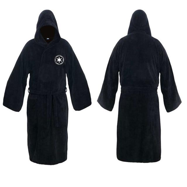 Flannel Robe Male With Hooded Thick Star Wars Dressing Gown Jedi Empire Men's Bathrobe Winter Long Robe Mens Bath Robe