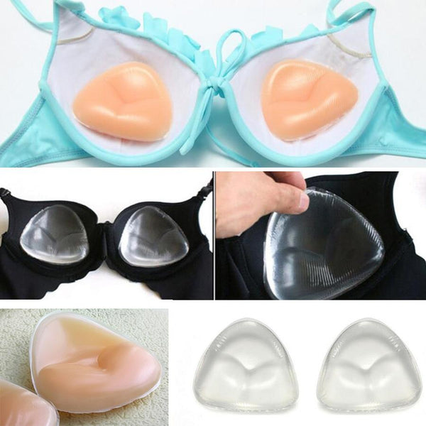 1 Pair Silicone Triangle Bikini Swimsuit Bra Insert Pads Push Up Breast Enhancer Underwear Removeable Invisable Women Bra Pads