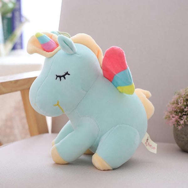 25cm 40cm 55cm lovely unicorn plush toy pink fly horse with rainbow wings baby kids appease doll birthday gift for little girl